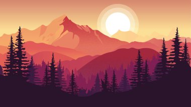 Şafağın erken saatlerinde Sakin Dağ Manzarası