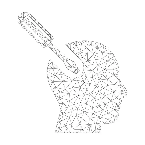 Icona dello strumento cervello vettoriale a maglie — Vettoriale Stock