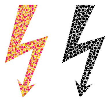 Noktalı yüksek gerilim mozaik simgeler