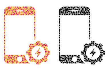 Noktalı Smartphone güç seçenekleri dişli mozaik simgeler