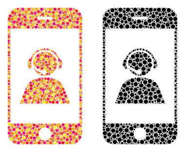 Piksel Smartphone operatör kişi portre mozaik simgeler