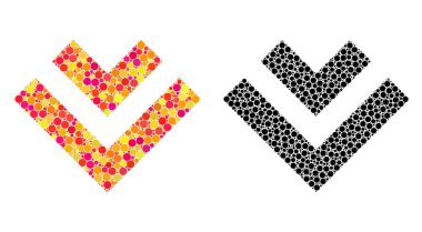 Nokta mozaik simgeler kaydır. Vektör simgeleri çok renkli ve siyah sürümlerinde aşağı kaydır. Randomize yuvarlak öğelerin kolajlar.