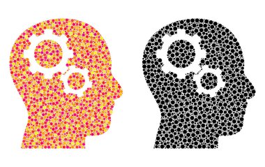 Piksel beyin-mozaik simgeler vites