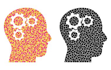 Piksel beyin-mozaik simgeler vites