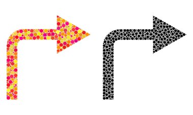 Piksel sağa dön mozaik simgeler