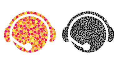 Nokta çağrı merkezi operatörü mozaik simgeler