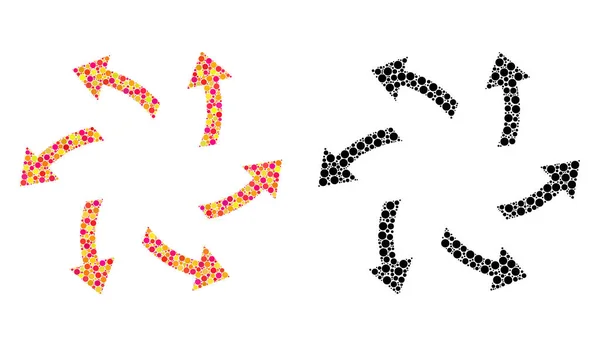 Pixel Flechas centrífugas mosaico iconos — Vector de stock