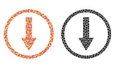 Piksel aşağıya yuvarlak ok mozaik simgeleri