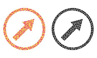 Pixel yukarı sağ yuvarlak ok mozaik simgeleri