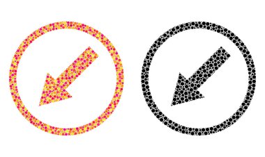 Mozaik simgeler aşağı sol yönlü ok noktalı