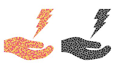 Noktalı elektrik servisi el mozaik simgeler