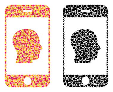 Nokta Smartphone iletişim insan portre mozaik simgeler