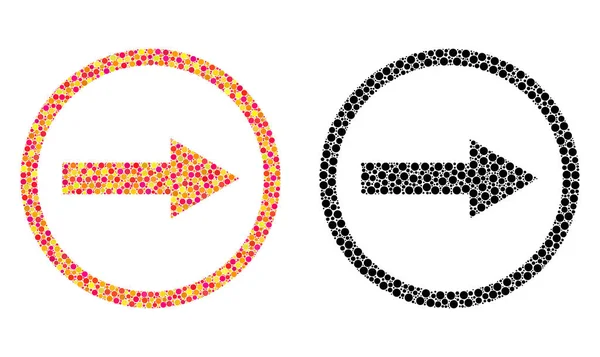 Dot Right Rounded Arrow Mosaic Icons — Stock Vector
