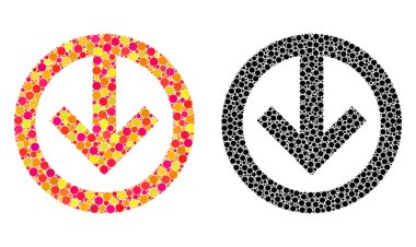 Nokta yön aşağı mozaik simgeler