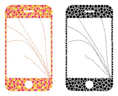 Piksel Smartphone ekran mozaik simgeler çatlaklar