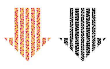 Mozaik simgeler aşağı nokta çizgili ok