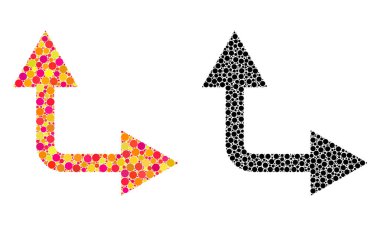 Noktalı çatallanma ok sağa yukarı mozaik simgeler