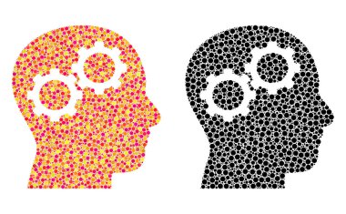 Noktalı beyin-mozaik simgeler vites