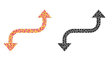 Eğri ok mozaik simgeler karşısında nokta