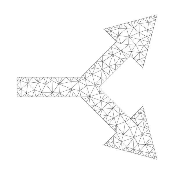 Vector de malla Bifurcación Flecha Icono derecho — Archivo Imágenes Vectoriales