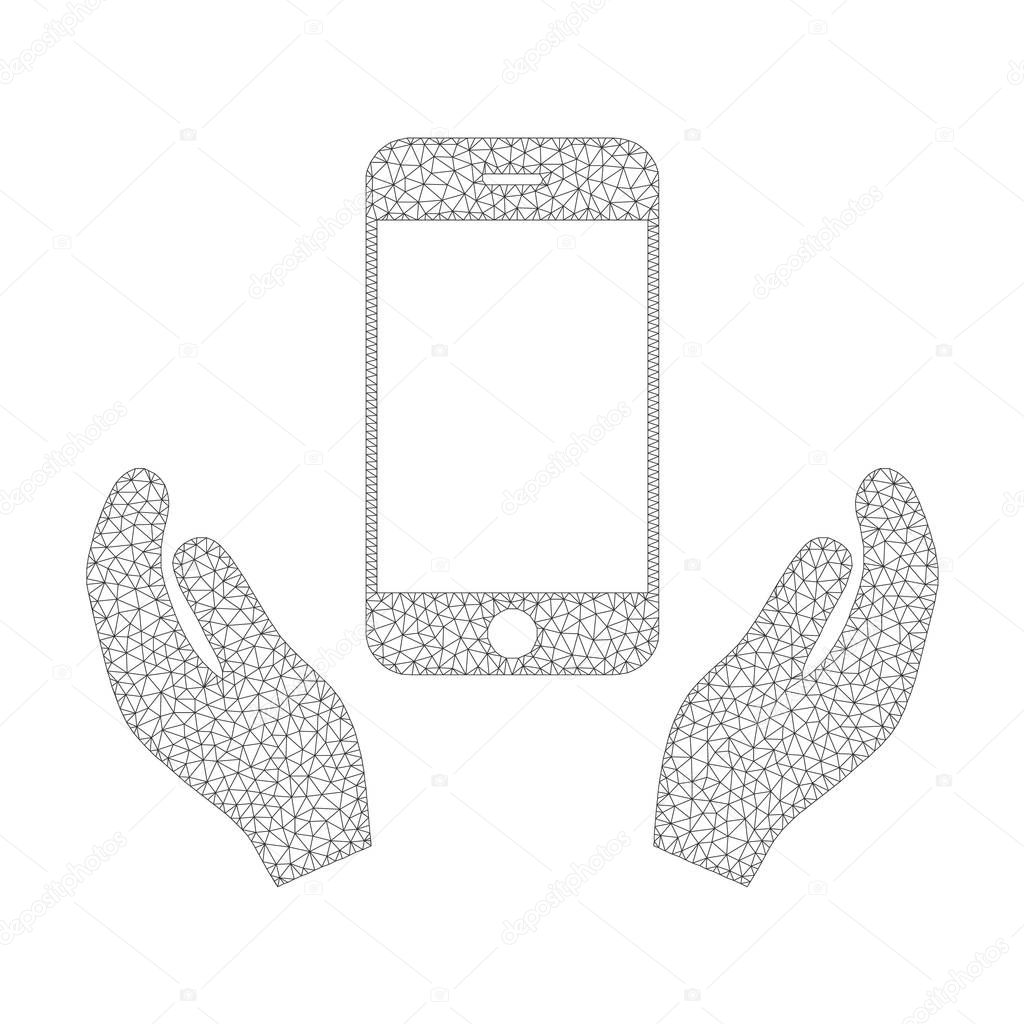 Mesh Vector Smartphone Care Hands Icon