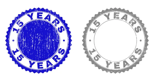 Текстуровані 15 YeARS Grunge Stamp Seals зі стрічкою — стоковий вектор