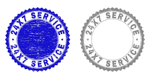 24 x 7 Service Grunge stempel afdichtingen met lint geweven — Stockvector