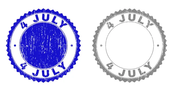 Texturerat 4 juli Grunge vattenstämplar med band — Stock vektor