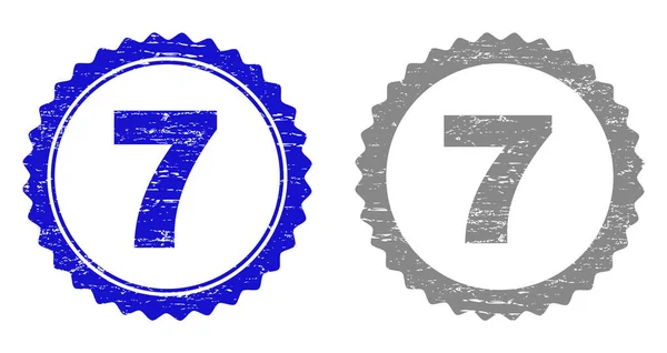 Texturé 7 timbres rayés avec ruban — Image vectorielle