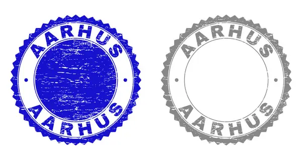 Текстурированные AARHUS Царапнутые водяные знаки с лентой — стоковый вектор