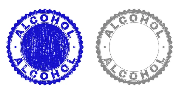 Textured ALCOHOL Scratched Stamps with Ribbon — Stock Vector