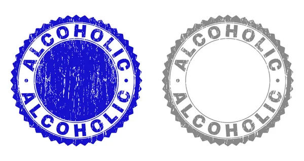 Texturé ALCOHOLIC Grunge Timbres avec ruban — Image vectorielle