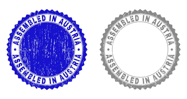 Textured ASSEMBLED IN AUSTRIA Scratched Stamp Seals — Stock Vector