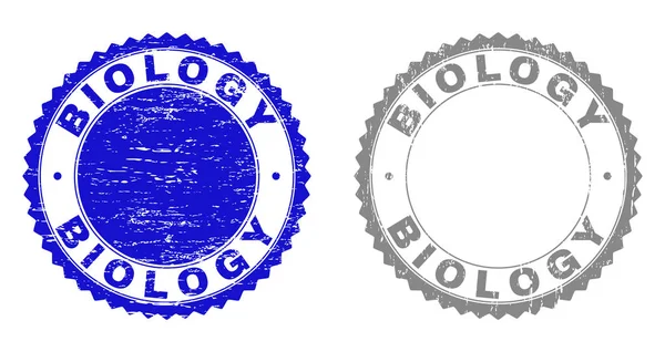 Grunge BIOLOGY Scratched Stamp Seals — Stock Vector