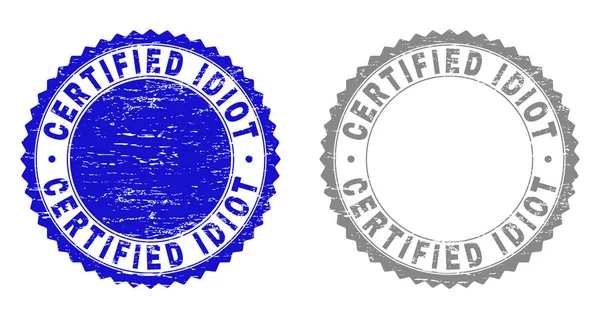 Grunge CERTIFIED IDIOT Scratched Stamps — Stock Vector