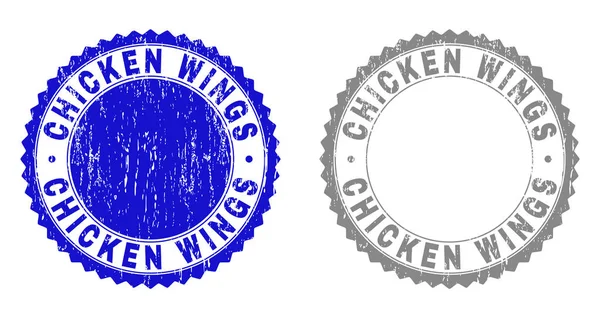 Grunge CHICKEN WINGS Textured Stamps — Stock Vector
