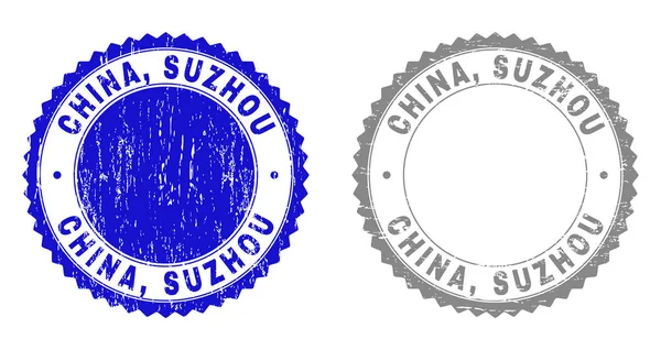 Grunge CHINA, Sellos de sello texturizados SUZHOU — Archivo Imágenes Vectoriales