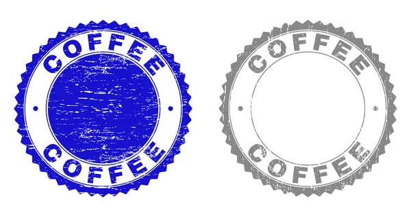Grunge Kaffee zerkratzte Briefmarken — Stockvektor