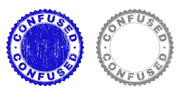 Grunge CONFUSED Textured Stamp Seals — Stock Vector