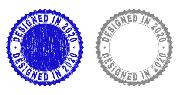 Grunge DESIGNED IN 2020 Подряпаний штамп Ущільнення — стоковий вектор