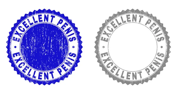 Grunge EXCELLENT PENIS Scratched Stamp Seals — Stock Vector