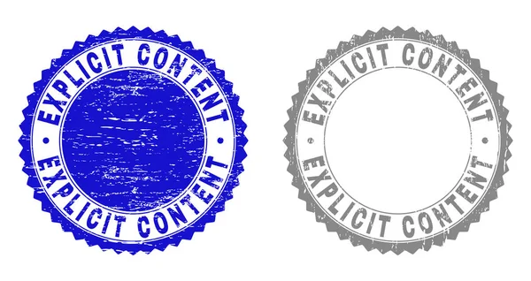 Grunge EXPLICIT CONTENT Textured Stamp Seals - Stok Vektor
