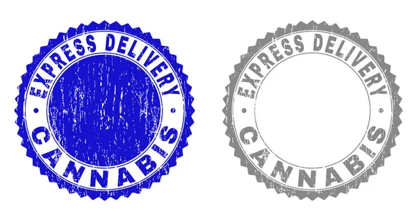 Grunge EXPRESS LIVRAISON Sceaux de timbre texturés CANNABIS — Image vectorielle