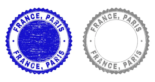 GRunge FRANCIA, PARIS Sellos de sello rayados — Vector de stock