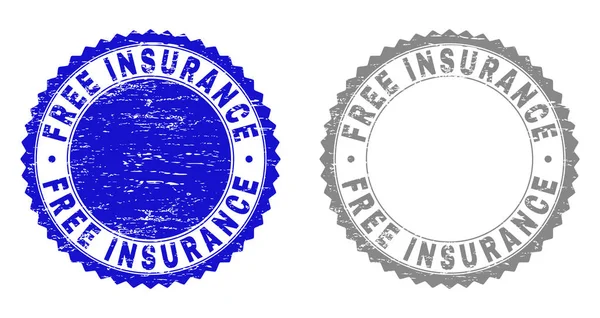 Grunge FREE INSURANCE Scratched Stamps — Stock Vector