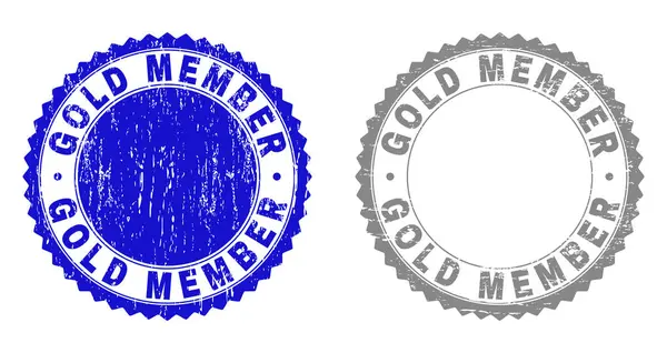 Grunge GOLD MEMBER Textured Stamps — Stock Vector