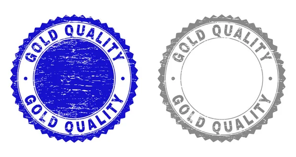 Grunge GOLD QUALITY Textured Stamps — Stock Vector