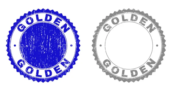 Grunge GOLDEN Textured Stamp Seals — Stock Vector