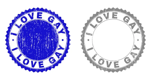 Grunge I LOVE GAY Textured Stamp Seals — Stock Vector