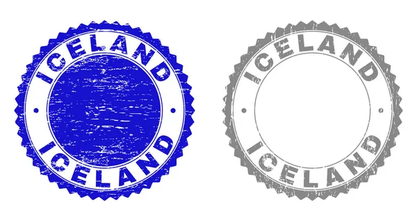 Grunge ICELAND Textured Stamps — Stock Vector